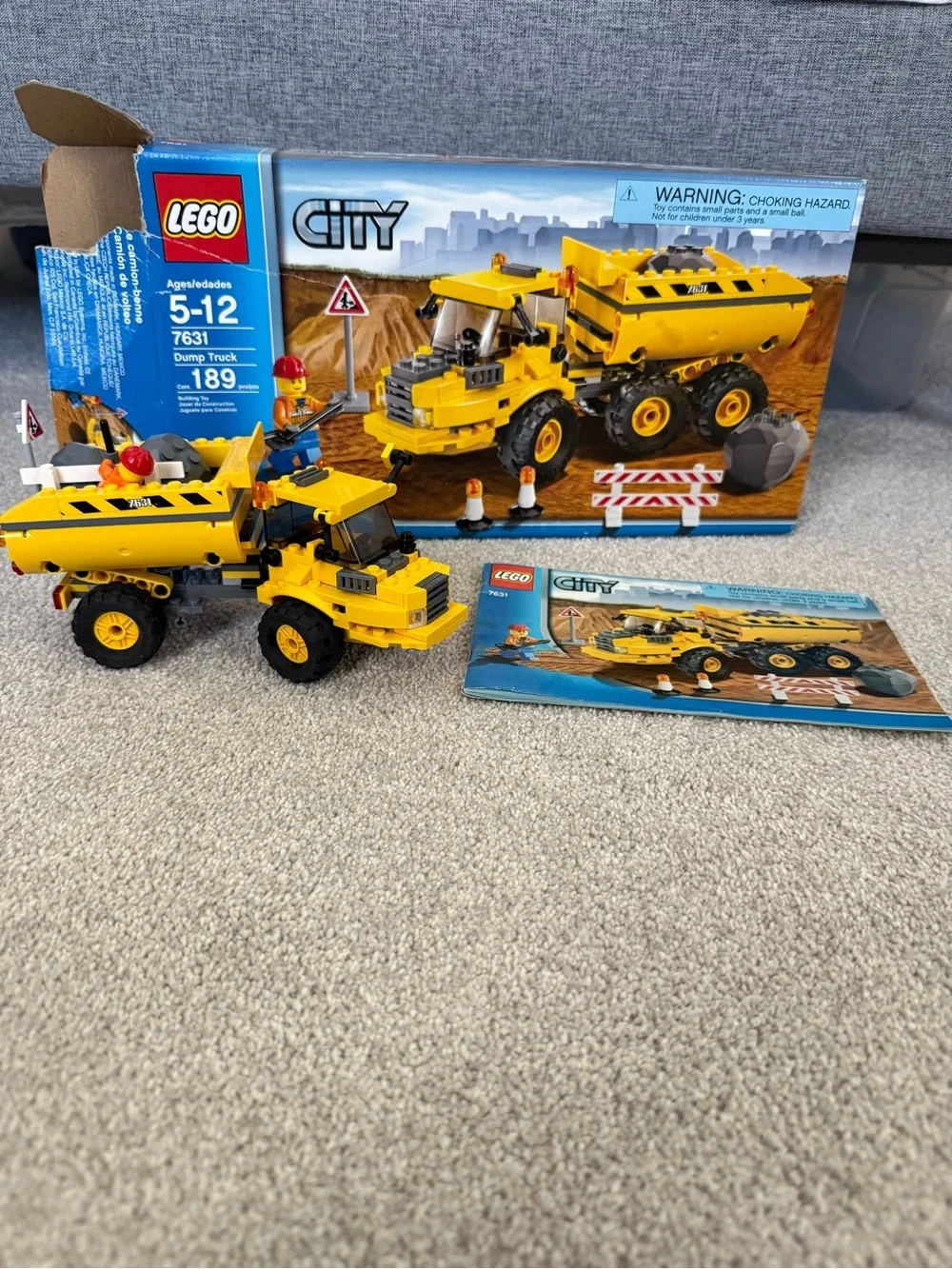 Lego 7631 Yellow City Dump Truck and Trailer Building Set